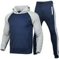 thumbnail image 1 of FOCUSNORM Men?s Casual Contrast Color Long Sleeve Hooded Top and Trousers, 1 of 9