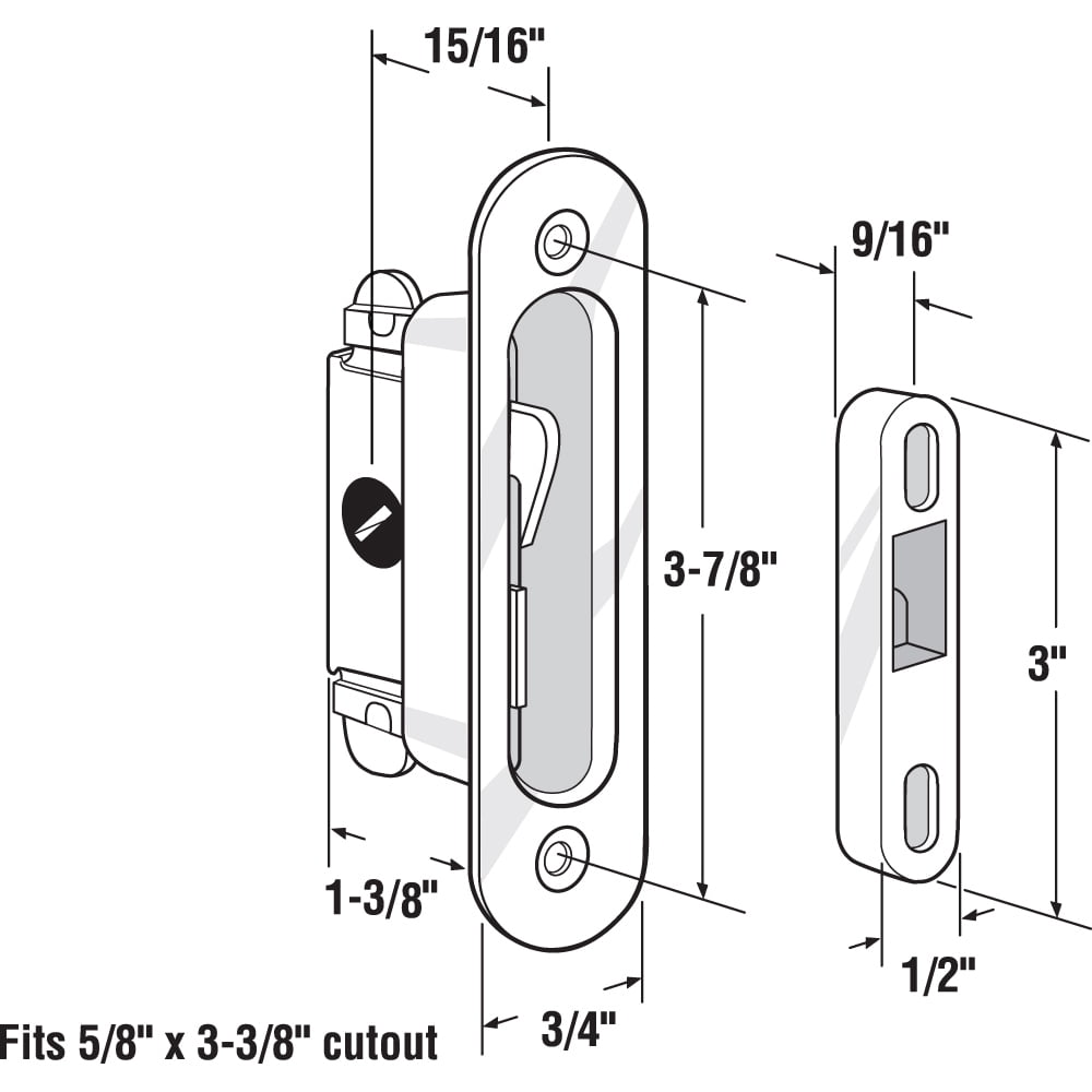 Mortise Lock, 3-7/8 in. Mounting Holes on Center, Aluminum Housing, 45 Degree Keyway, Round Faceplate