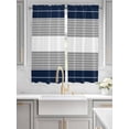 thumbnail image 3 of Living Room Curtains 72 Inches length, Navy Blue Grey Stripe Window Treatment Curtain Drapes, Modern Art Horizontal Striped Light Filtering Drapes for Bedroom Laundry Room, 52"x72", 2 Panels, 3 of 7