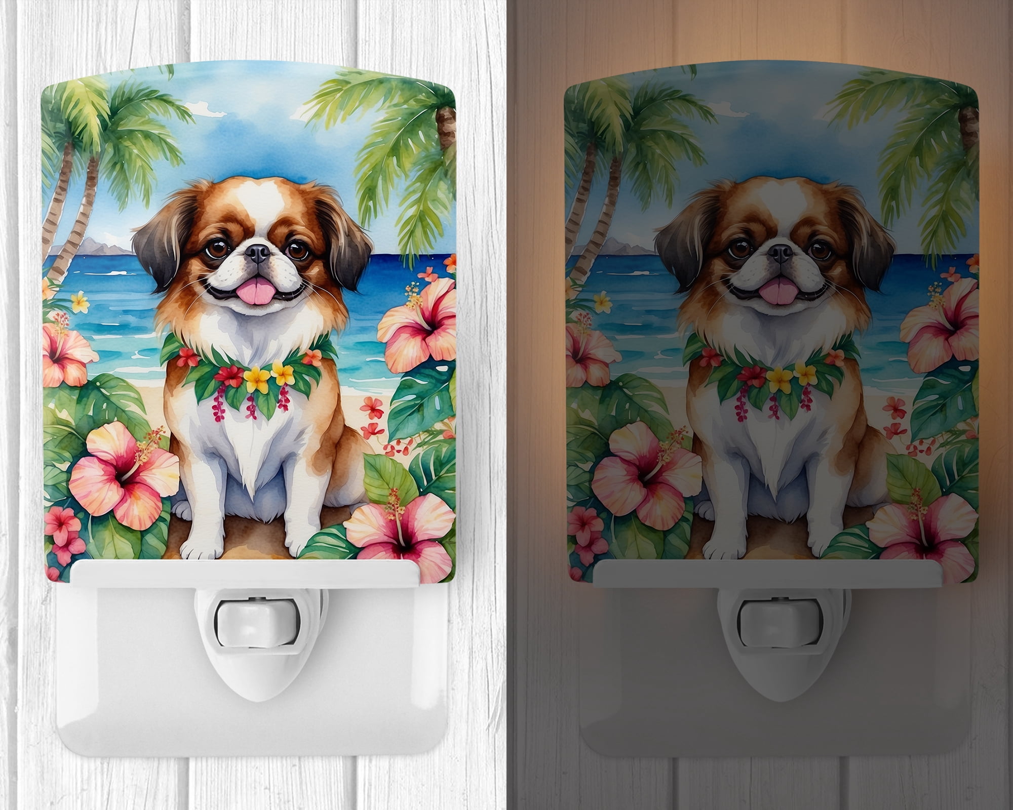 Japanese Chin Luau Ceramic Night Light 4 in x 6 in