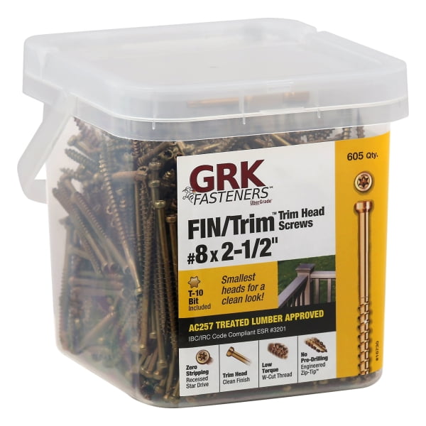 GRK Fasteners 5914601 605 Piece Trim No. 8 x 2.5 in. Trim Screws Yellow