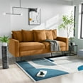 thumbnail image 4 of Pemberly Row 70" Square Arm Modern Velvet & Metal Sofa in Ginger Brown, 4 of 12