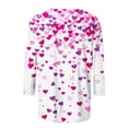 thumbnail image 5 of Valentines Day Heart Tops Women 3/4 Sleeve T Shirts Cute Print Plus Size Crewneck Tee Holiday Gifts, 5 of 5