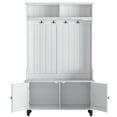 thumbnail image 6 of Hall Tree with Bench and Shoe Storage, 3 in 1 Entryway Bench with Coat Rack, Mudroom Bench with Storage and 4 Double Hooks, Entryway Furniture for Hallway (White, 40.2" L x 17.7" W x 65" H), 6 of 9