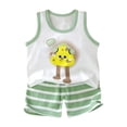 thumbnail image 1 of Ulanda Summer Outfits for Girls Sleeveless Graphic Tank Top and Shorts Set (Light Green, 5-6 Years), 1 of 8