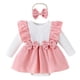 thumbnail image 1 of Gibobby Mamelucos para bebe niña Bebé Niñas Manga Larga Volantes Acanalado Faldas Recién Nacido Monos Bowknot Diademas Trajes(Rosa, 12-18 Meses), 1 of 5