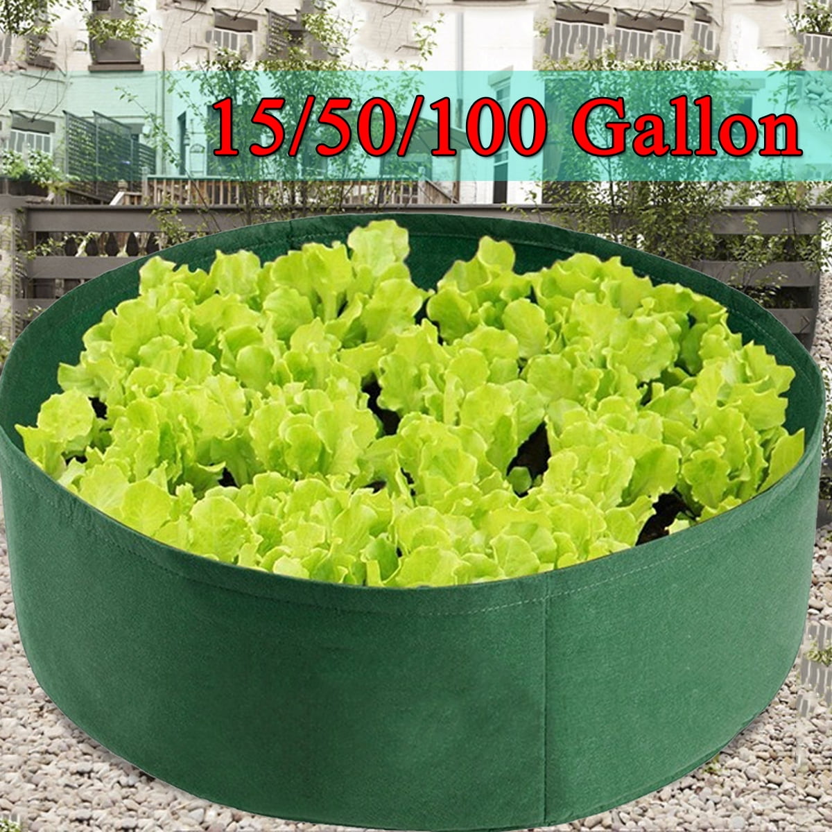 Fabric Raised Garden Bed 15/50/100 Gallons Planting Grow Bag Planter Nursery Pot