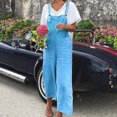 thumbnail image 2 of jsaierl Womens Cotton Linen Bib Overalls Casual Loose Fit Comfy Lightweight Jumpsuits Solid Lounge Long Pant Romper Overall, 2 of 9