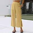 thumbnail image 2 of Labakihah Wide Leg Pants For Women Womens Trousers Wide Leg High Waist Trouser Fit Loose Yoga Long Pants Yellow, 2 of 9