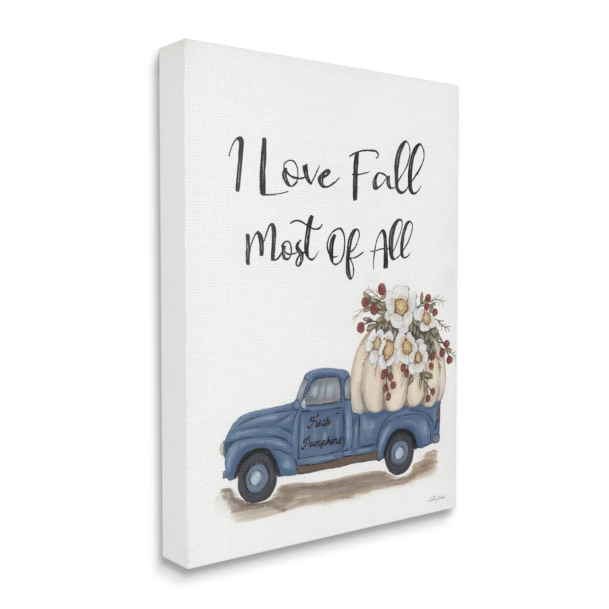 Stupell Industries Love Fall Most All Blue Truck Giant Pumpkin, 36 x 48,Design by Ashley Justice