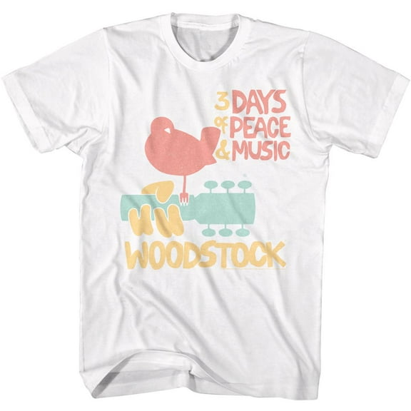 Woodstock 3 Days of Peace White Adult T-Shirt