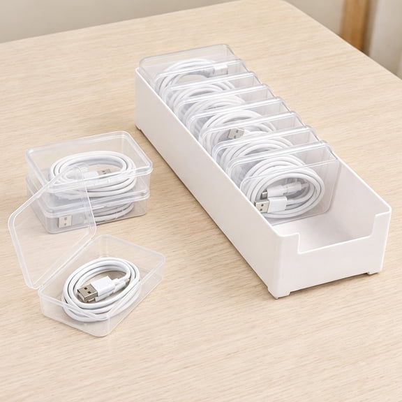 Cable Organizer Box, EEEkit Clear Multi-Compartment Cord Storage for Chargers, USB Cables & Earphones