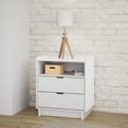 thumbnail image 5 of Prepac Simply Modern Nightstand Bedside Table, White Nightstand for Bedroom, End Table with 2 Drawers and Open Shelf 23.75" W x 26.75" H x 16" D, WDNR-1802-1, 5 of 9