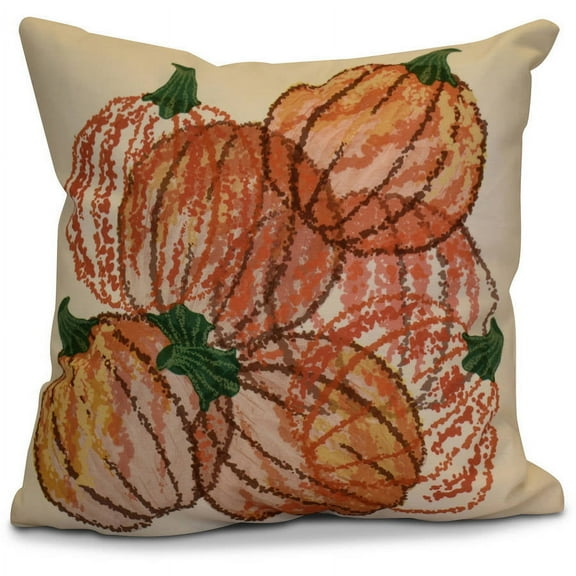 Simply Daisy Pumpkin Pile Geometric Print Outdoor Pillow