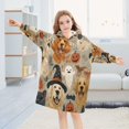 thumbnail image 5 of Wearable Blanket with Sleeves and Pocket Oversized Hooded Sweatshirt 3-14 YR Halloween Dog Pattern L, 5 of 7