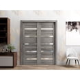 thumbnail image 3 of Sliding Closet Bypass Doors 60 x 80 inches | Quadro 4445 Nebraska Grey with Frosted Glass | Sturdy Rails Moldings Trims Hardware Set | Wood Solid Bedroom Wardrobe Doors, 3 of 6