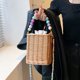thumbnail image 3 of Bolso bandolera con cordón para mujer bolso bandolera de paja de ratán bolso de ocio para mujer, 3 of 9