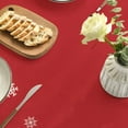 thumbnail image 4 of Christmas Tablecloth 60×60 Inch Round, Red Snow House Pine Trees Washable Table Cover for Party Picnic Dinner Decor, 4 of 6