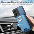 thumbnail image 4 of Case Designed for Motorola Moto G Play 4GG 2024, Classic Business Anti-falling Detachable Magnetic Card Holder Bag Support Car Magnetic Mount with Finger Ring Kicktand Phone Case Cover - Blue, 4 of 7