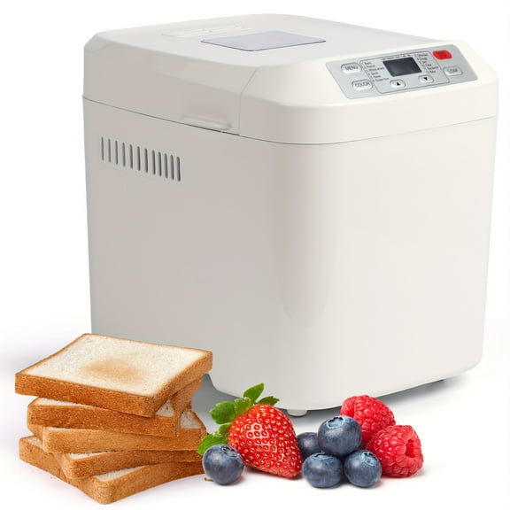 2LB 12-in-1 Bread Maker with Gluten-Free Setting, Nonstick Pan & 2 Loaf Sizes (Large/Small) - 13H Delay Timer & 1H Keep Warm, Digital Display, Auto Kneading/Rising/Baking, White Bread