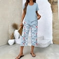 thumbnail image 2 of Women's Capri Sets 2 Piece Outfits Asymmetric Top with Wide-Leg Cropped Pants, 2 of 6