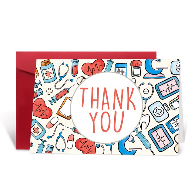 Tarjeta de agradecimiento Abeletree para médicos y enfermeras 20 x 14 cm
