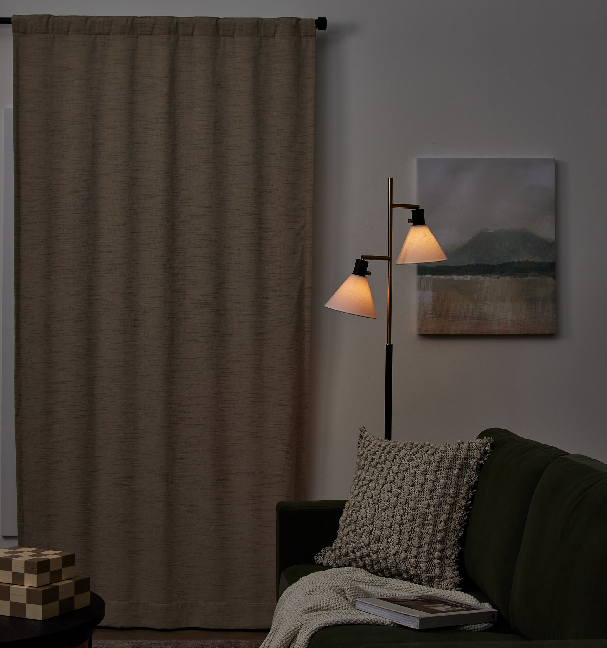 Better Homes & Gardens Textured Solid Chenille Blackout Single Curtain Panel, Beige, 50"W x 108"L