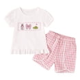 thumbnail image 2 of Teen Girl Clothes Trendy Toddler Girls 2-Piece Outfit Summer Short Sleeve Crewneck Tee with Jersey Shorts Set 1T-4T, 2 of 9