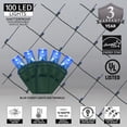 thumbnail image 3 of Wintergreen Lighting Blue Net Lights LED Mesh Lights Christmas String Lights, 4' x 6', 100 Lights - Green Wire, 3 of 5