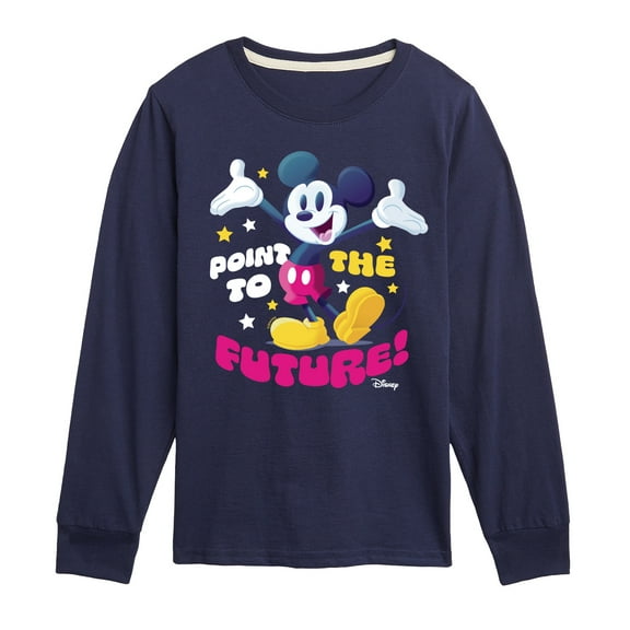 Disney - Mickey Point To The Future - Youth Long Sleeve Graphic T-Shirt