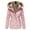 Pink, variant on Winter Women Wool Warm Jacket Hooded Zipper Coat Outwear