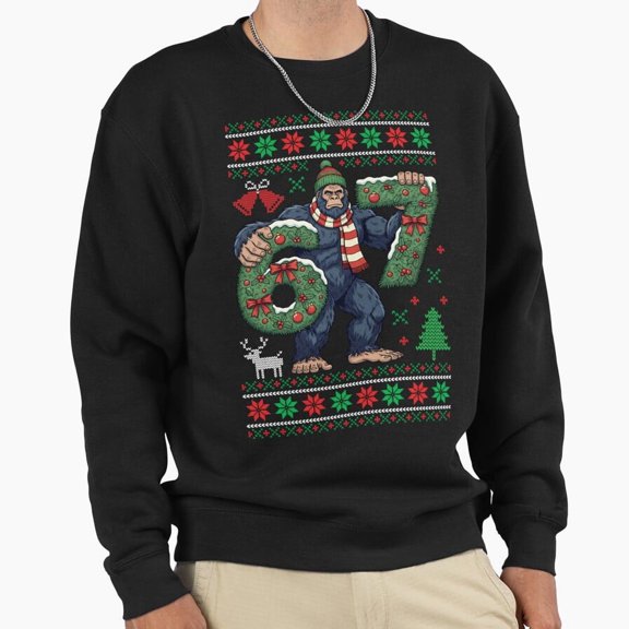 Funny Bigfoot 67 Funny Christmas Sweater Sasquatch Retro Holiday Graphic Unisex Sweatshirt G12977, Up to Size 5XL