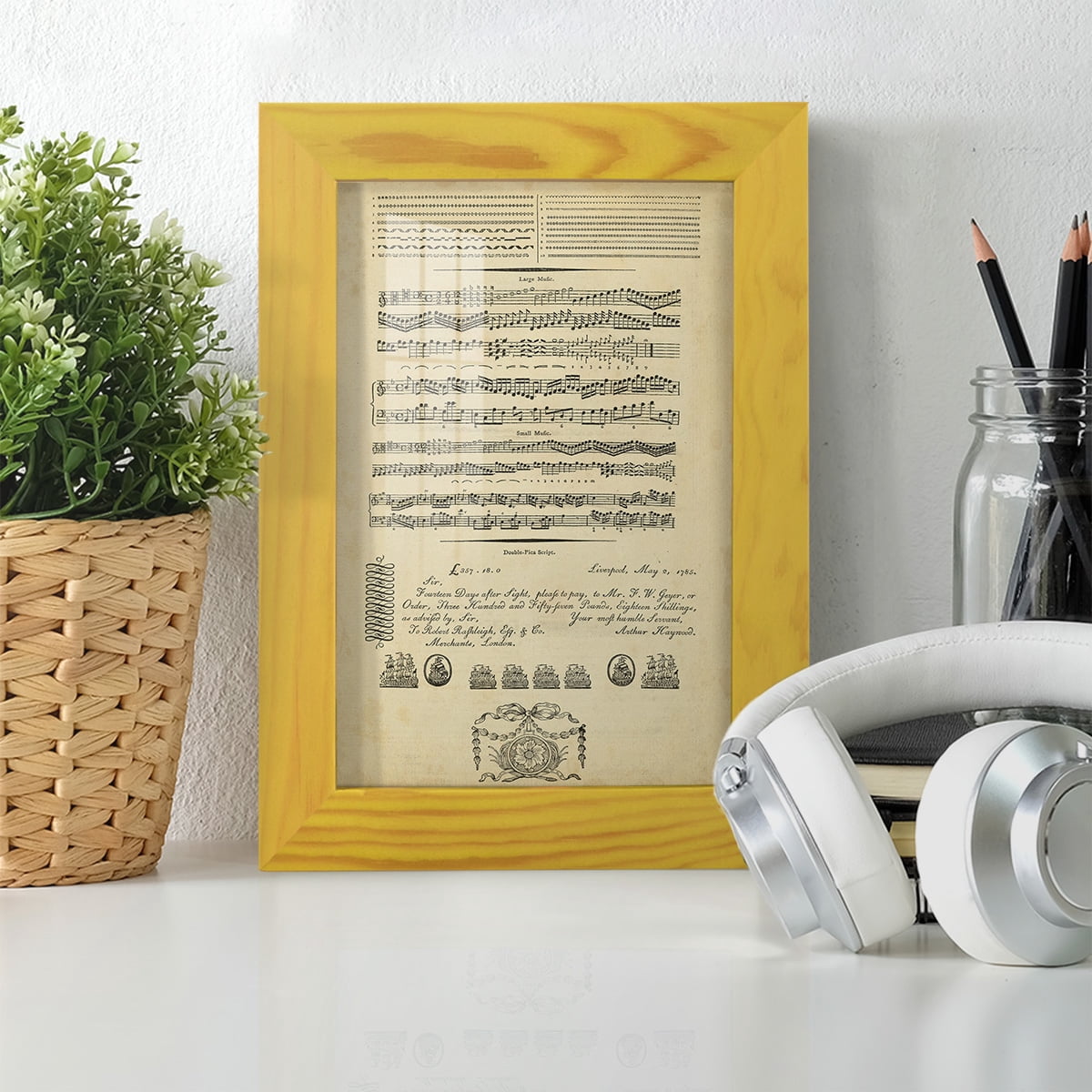 Deckled Encyclopediae V (AS) -Framed Print w/glass-Sunflower Yellow