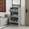 thumbnail image 7 of WIAWG Shoe Cabinet Wood Shoe Rack Storage Cupboard with 3 Tilt-out Doors Gray, 7 of 7