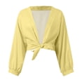 thumbnail image 2 of Lixiuxyad Womens Open Front Cardigan Women's Comfortable Small Sweetheart Top Ruffle Flare Sleeve Solid Chiffon Small Shawl Cardigan,Yellow, 2 of 4