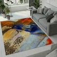 thumbnail image 2 of Orange Blue Brown Washable Rug - Abstract Oil Painting Area Rug Low-Pile Non-Shedding Foldable Rugs, Anti Slip Backing Rugs for Living Room&Bedroom&Dining Home Office 2x3ft, 2 of 6