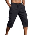 thumbnail image 2 of Mifsaly Capri Cargo Pants for Men with 4 Pockets Drawstring Elastic Waist Baggy Cropped Hiking Pant Summer Outdoor Workout Clothes XXL, 2 of 8