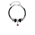 thumbnail image 2 of Delight Jewelry Silvertone Mini Translucent Maroon Paw Mom Celtic Knot Leather Bead Bracelet, 7"+2" Extender, 2 of 4