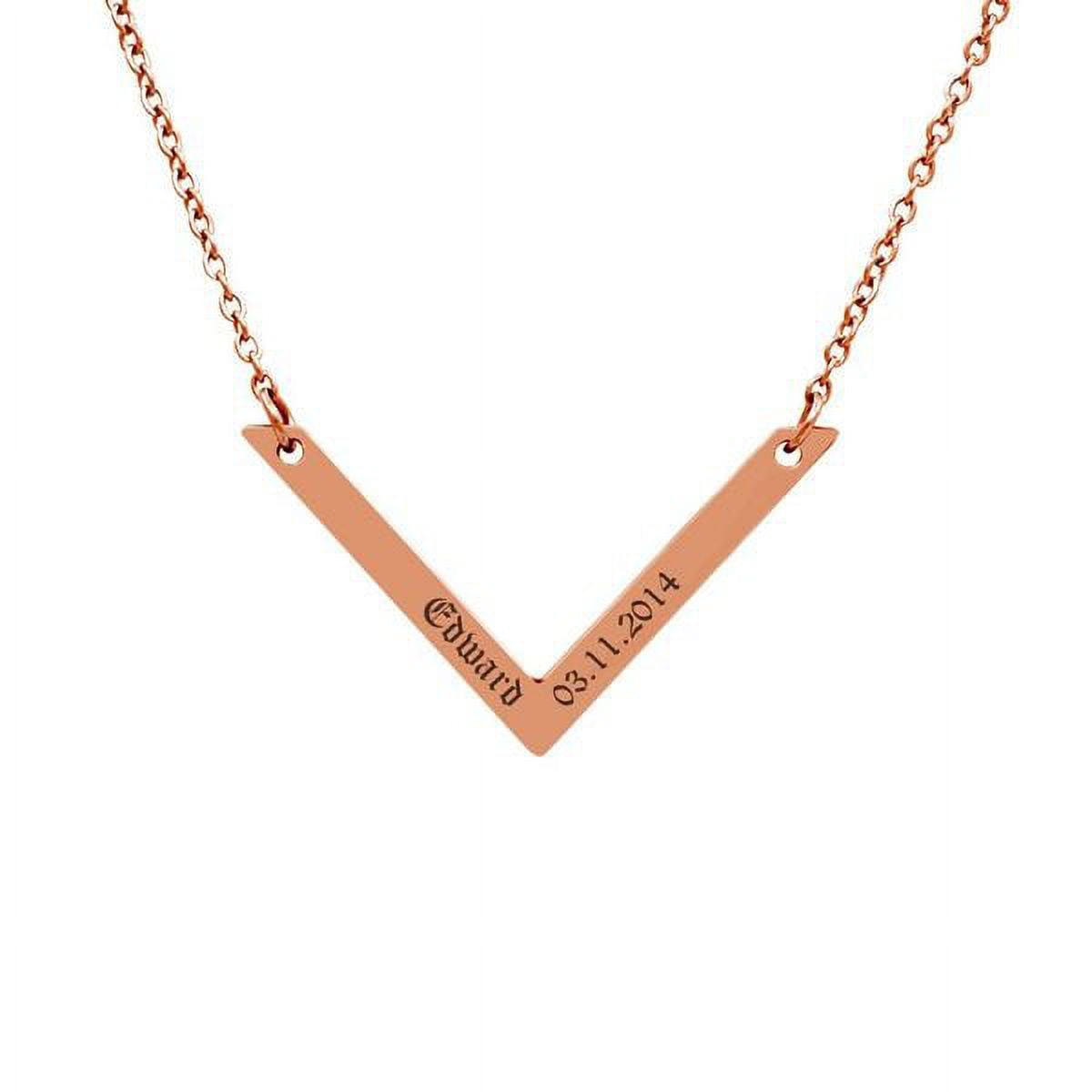 Anavia Personalized V Bar Necklace - Engrave Name Necklace - Birthday Gift for Her - Anniversary Jewelry Present