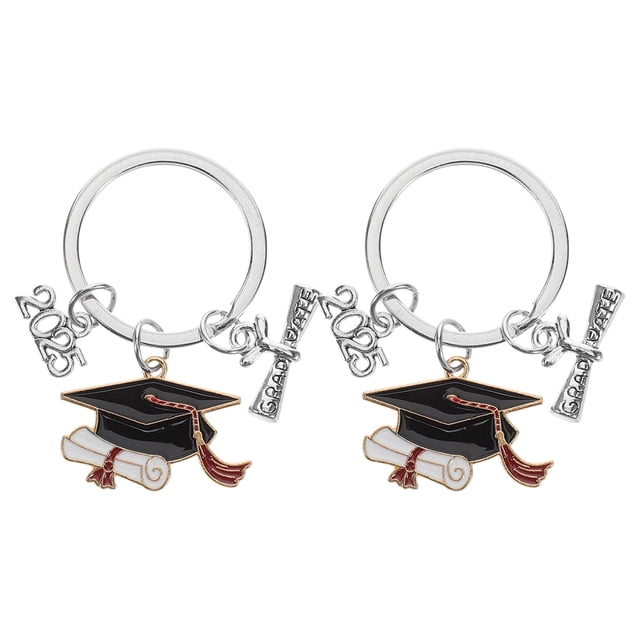 2 llaveros con forma de sombrero de graduación 2025, llavero de graduado universitario, llavero de escuela secundaria para recuerdos de graduación, accesorios de fiesta.