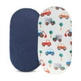 thumbnail image 2 of Xuewenshw 2PCS Baby Mose Sheet Bassinet Sheet Cradle Sheet Adapts To Rectangle Oval Pram Bassinet Pads Minky Dot Cartoon Fitted Sheet Set Baby Girl Scrapbook, 2 of 6