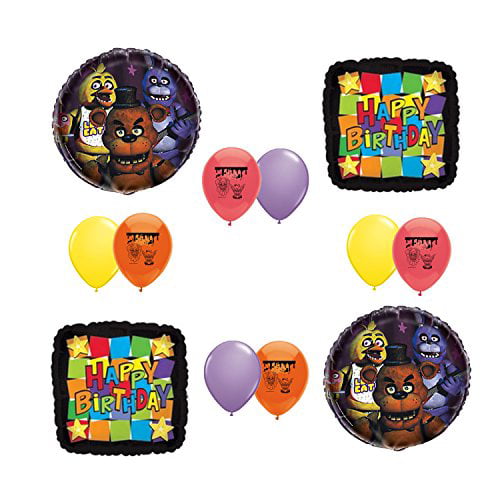 Five Nights At Freddys Theme Party Decorations Set include Latex Balloons Cake Topper for Five Nights At Freddys Fans Birthday Party Decorations Happy Birthday Banner Five Nights At Freddys Theme Birthday Party Supplies