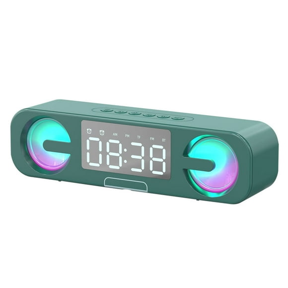 Large Screen Clock Bluetooth Speaker Double Alarm Clock With RGB LED Changing Aperture Double 5W Booming Sound 4 PlayMode FM Support Card