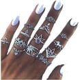 thumbnail image 5 of Juego de anillos HUOGUO Vintage Knuckle, 13 piezas, flores huecas talladas, 5 of 5