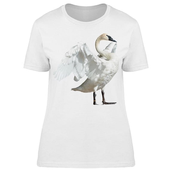 Cute Swan Flapping Wings T-Shirt Women -Image by Shutterstock, Female Small