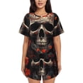 thumbnail image 1 of Balery Vintage Butterfly Flower Skull Conjunto de Pijama para Mujer con Estampado, Dos Piezas de Manga Corta y Shorts, Ropa de Dormir Suave con Cuello Redondo y Bolsillos-3X-Large, 1 of 6