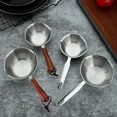thumbnail image 2 of 304 Stainless Steel Mini Milk Pot Skillet Wooden Handle Steel Handle Oil Pouring Pan with Scale Butter Melting Pan Kitchen Tool, 2 of 9