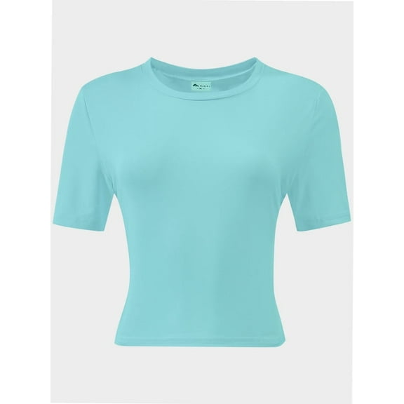 Women's Basic Teen Tee Workout Crewneck Short Sleeve Slim Fitted Casual Crop Top