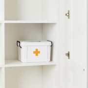 White Small Empty Medical Box for Home Emergency Supplies, Travel, Car, and Dorms – Compact First Aid Box with Handle, Detachable Tray and Locking Lid – Medical Organizer and First Aid Kit Storage