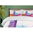 thumbnail image 4 of Ambesonne Urban Duvet Cover Set, Historical Big Ben UK, 2-Calking, Purple Red Yellow, 4 of 7